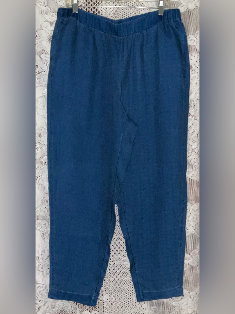 NWT J. Jill Pure Jill Indigo Pants L Shorewash Blue Tencel Pull On Lantern Leg